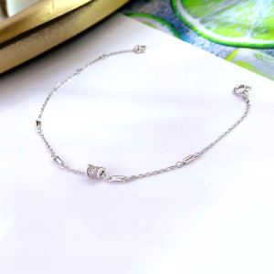 Solid Silver 18k White Gold Plated Barrel Bracelet