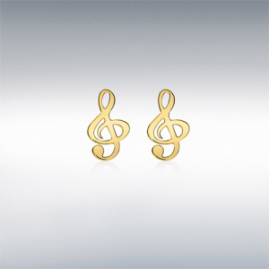 9ct Yellow Gold Treble Clef Stud Earrings