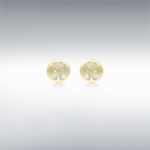 9ct Yellow Gold 'Mother of Pearl' 'Tree of Life' Stud Earrings