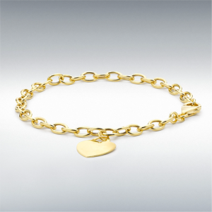9ct Yellow Gold Heart Tag Belcher Bracelet