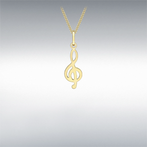 9ct Yellow Gold  Treble Clef Necklace