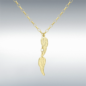 9ct Yellow Gold  Angel-Wings-Charm Drop Necklace