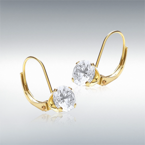 9ct Yellow Gold Round CZ & Drop Earrings