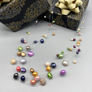 Fresh Water Pearl Colorful Necklace, pearls are different sizes and colours