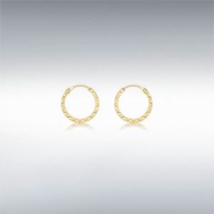 9ct Yellow Gold Diamond Cut Hoop Earrings