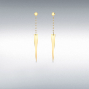 9ct Yellow Gold  Triangle & Trace Chain Drop Earrings