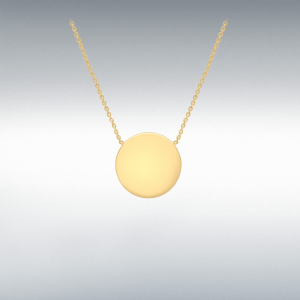 9k Gold Round Disc 10mm Adjustable Necklace From 16-17 Inches
