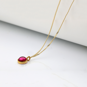 9k Gold Birthday stone necklace 16-18" for July