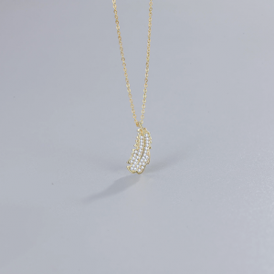 Solid Silver Gold Plated Feather Necklace