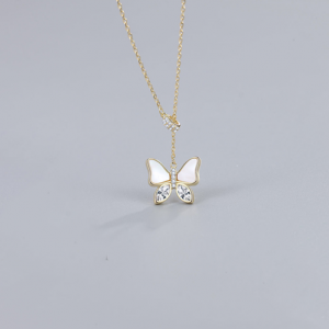 Solid Silver Gold Plated Butterfly Necklace
