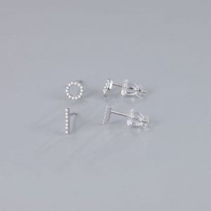 Silver Rhodium Plated OI Earrings Set 4pc