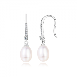 CZ Hook Pearl Drop Earrings
