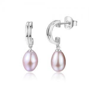 Modern Pink Drop Pearl Earrings