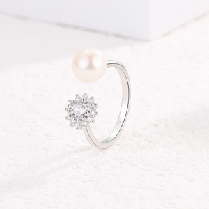 Natural Pearl & Star CZ Ring