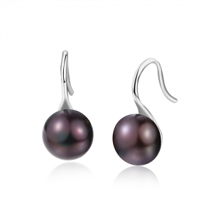 Simple Black Drop Pearl Earrings
