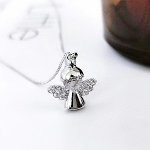 Silver With 14k Gold Plated Angel Necklace