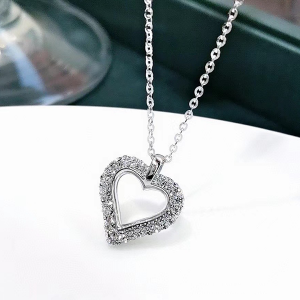 Swarovski Crystal Silver With 15k Gold Plated Heart Necklace