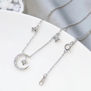 Silver Moon & Star Necklace