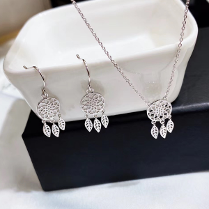 Silver With 14k White Gold Plated Dream Catcher Set