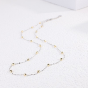 Silver With Yellow Gold Plated Chain & Sphere Necklace