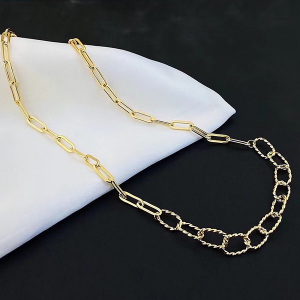 Silver, 14k Gold Plated Necklace Twist Link