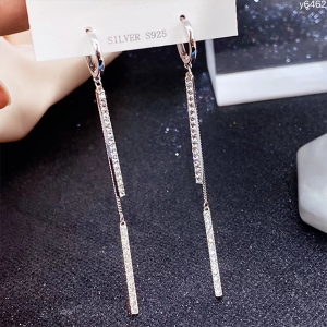 Silver, Rhodium Plated with Cz Stone Earrings