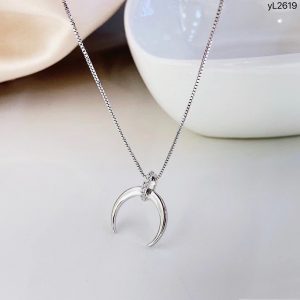 Silver Rhodium Plated Double Horn Necklace